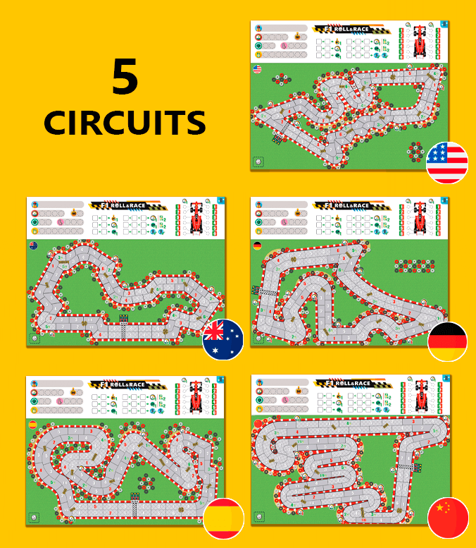 Circuits F1 Roll & Race – Print and Play Board Game PDF