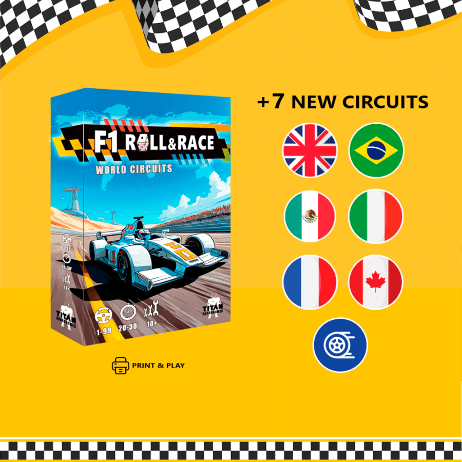 F1 Roll & Race: World Circuits Expansion – print and play racing game PDF
