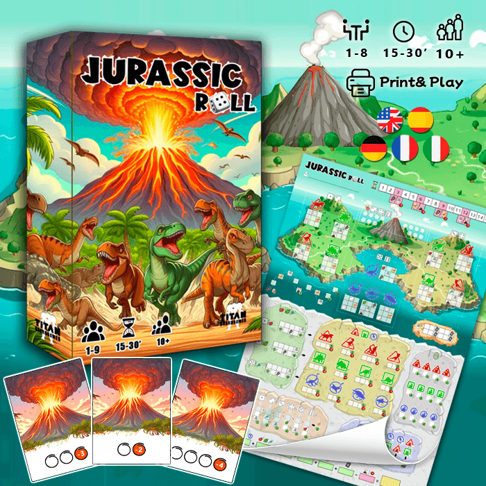 Jurassic Roll – print and play dice game PDF