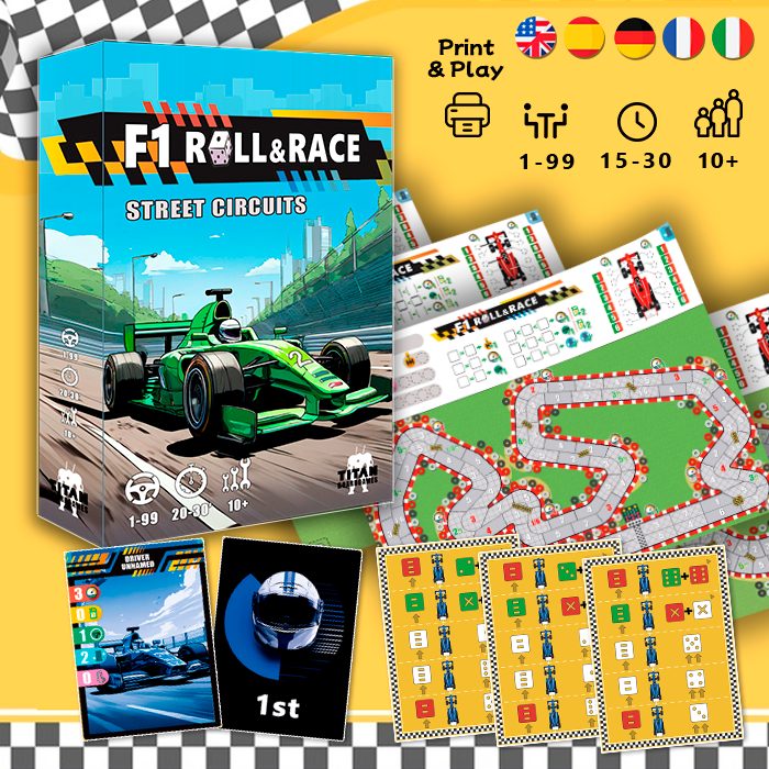F1 Roll & Race: Street Circuits Expansion – Print and Play PDF