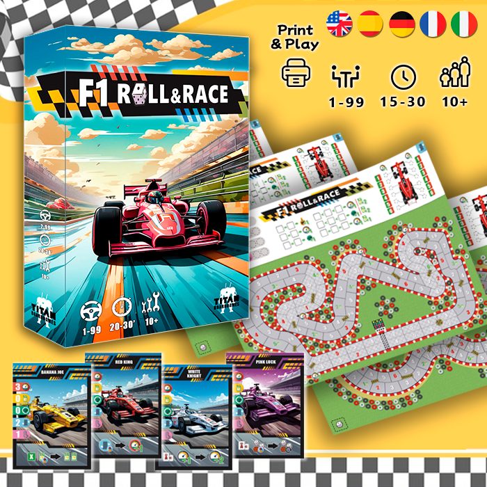F1 Roll & Race – Print and Play Board Game PDF